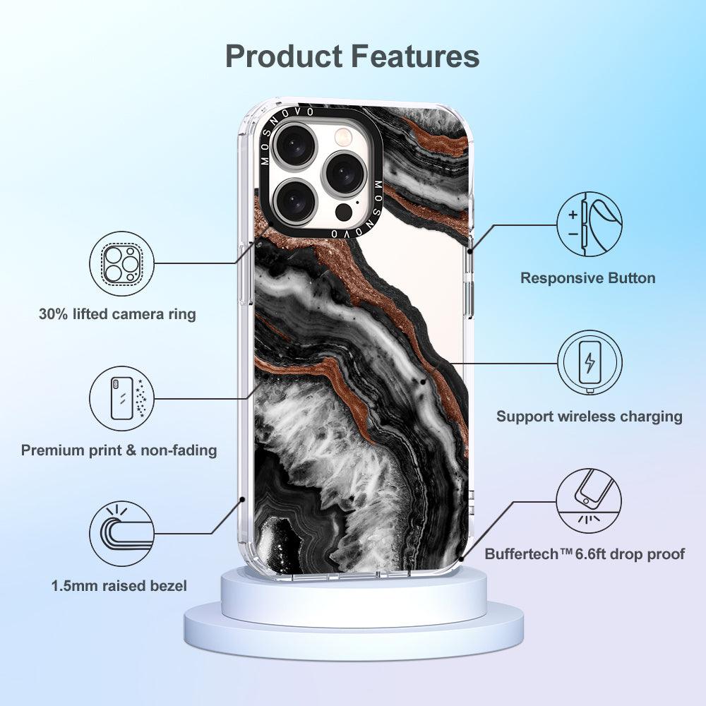 Black Agate Phone Case - iPhone 15 Pro Max Case - MOSNOVO