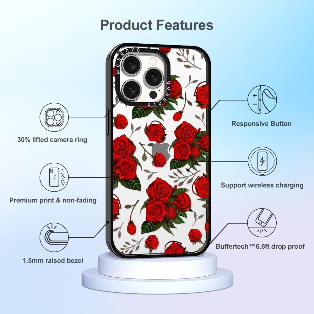 Simply Red Roses Phone Case - iPhone 15 Pro Max Case - MOSNOVO