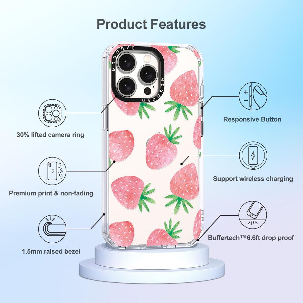 Pastel Strawberry Phone Case - iPhone 15 Pro Max Case - MOSNOVO