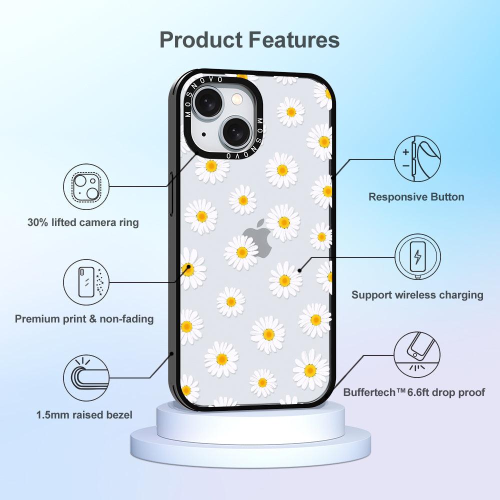 White Daisy Phone Case - iPhone 15 Plus Case - MOSNOVO