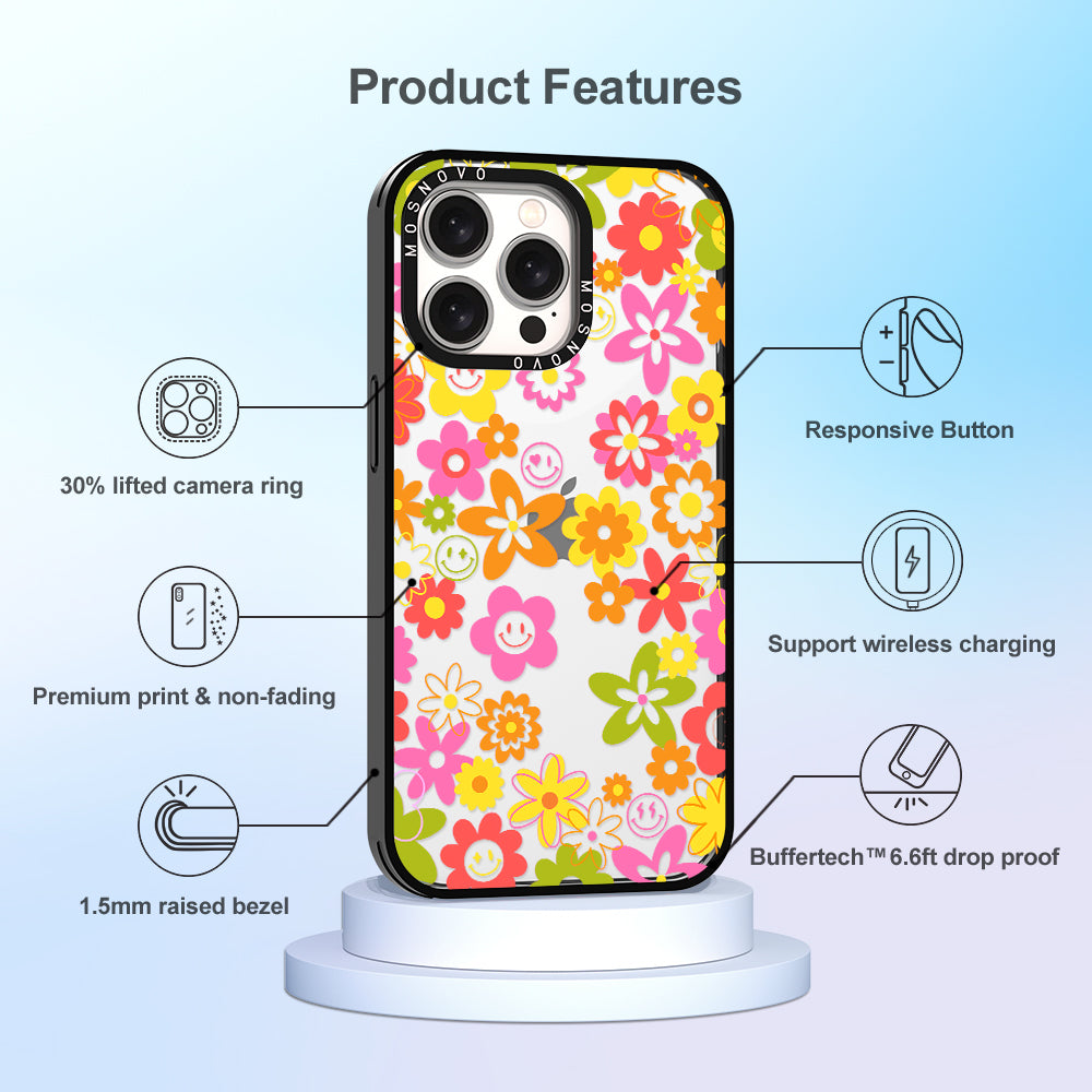 70's Groovy Floral Phone Case - iPhone 15 Pro Max Case - MOSNOVO