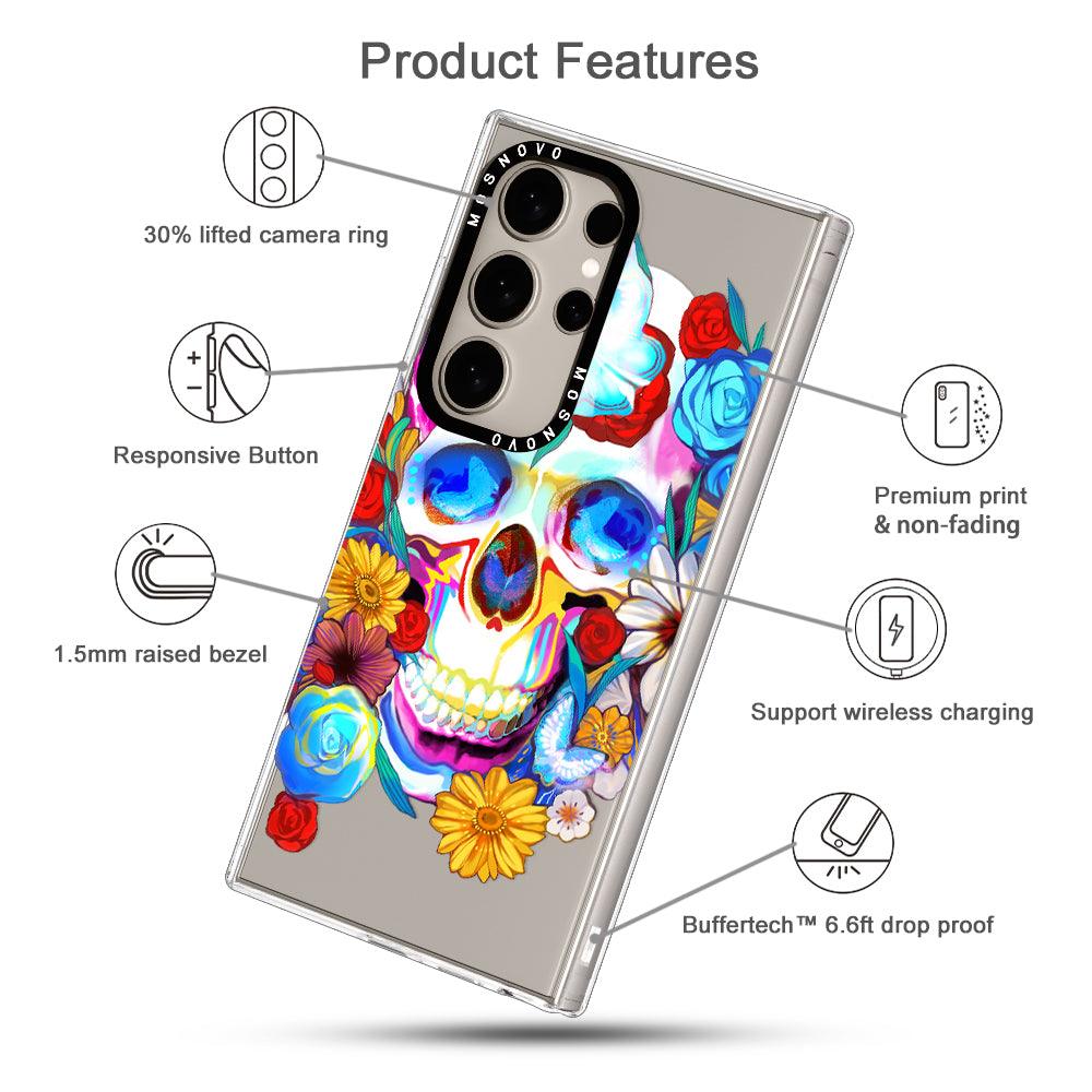 Sugar Flower Skull Phone Case - Samsung Galaxy S24 Ultra Case - MOSNOVO