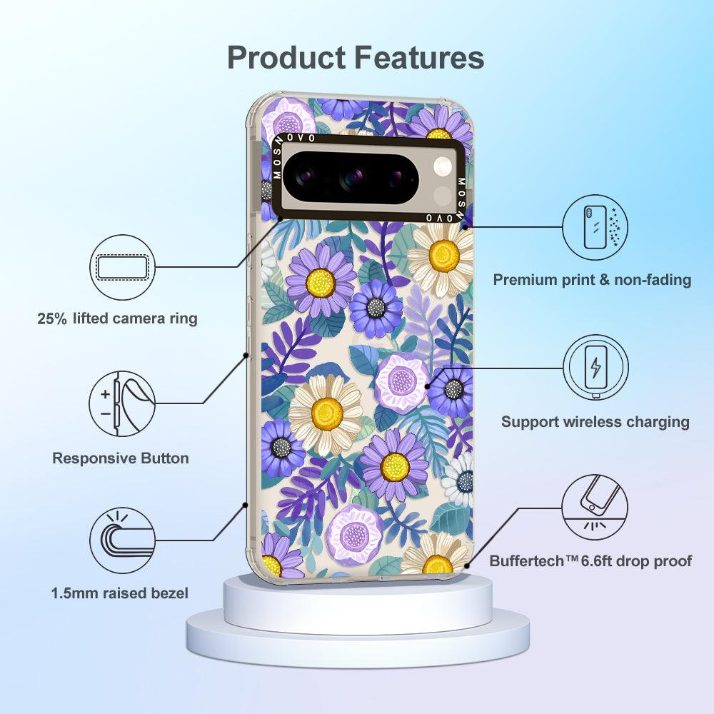 Purple Floral Phone Case - Google Pixel 8 Pro Case - MOSNOVO