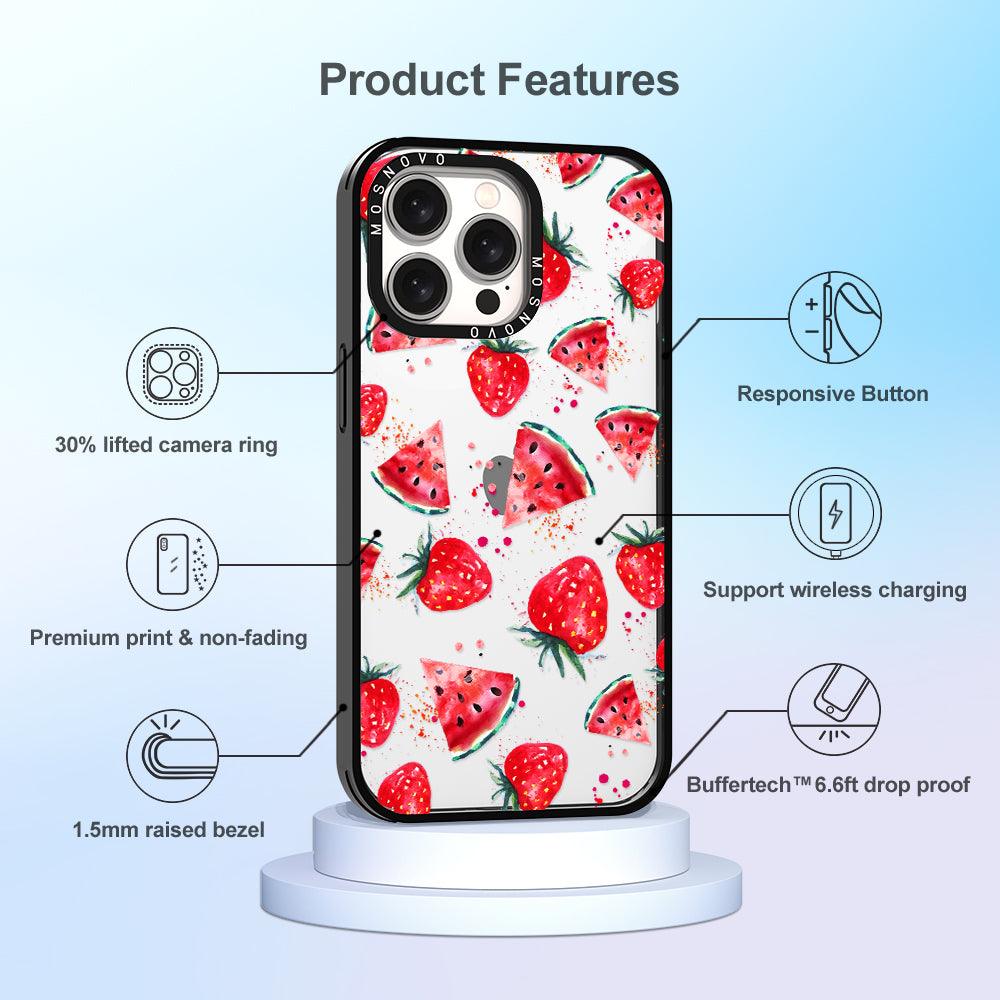 Watermelon and Strawberry Phone Case - iPhone 15 Pro Max Case - MOSNOVO