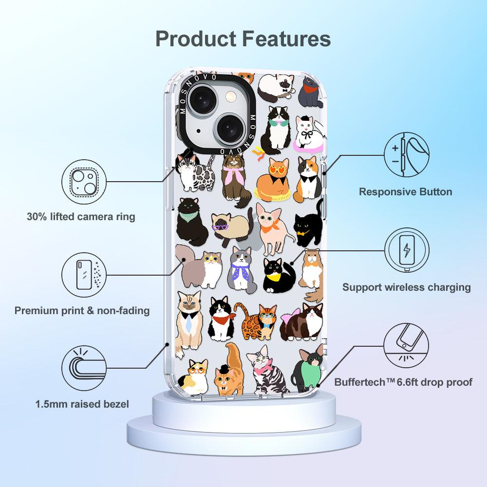 Cute Cat Phone Case - iPhone 15 Plus Case - MOSNOVO