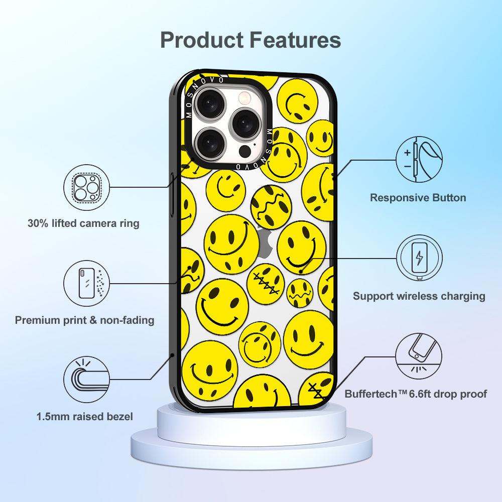 Smiley Face Phone Case - iPhone 15 Pro Max Case - MOSNOVO