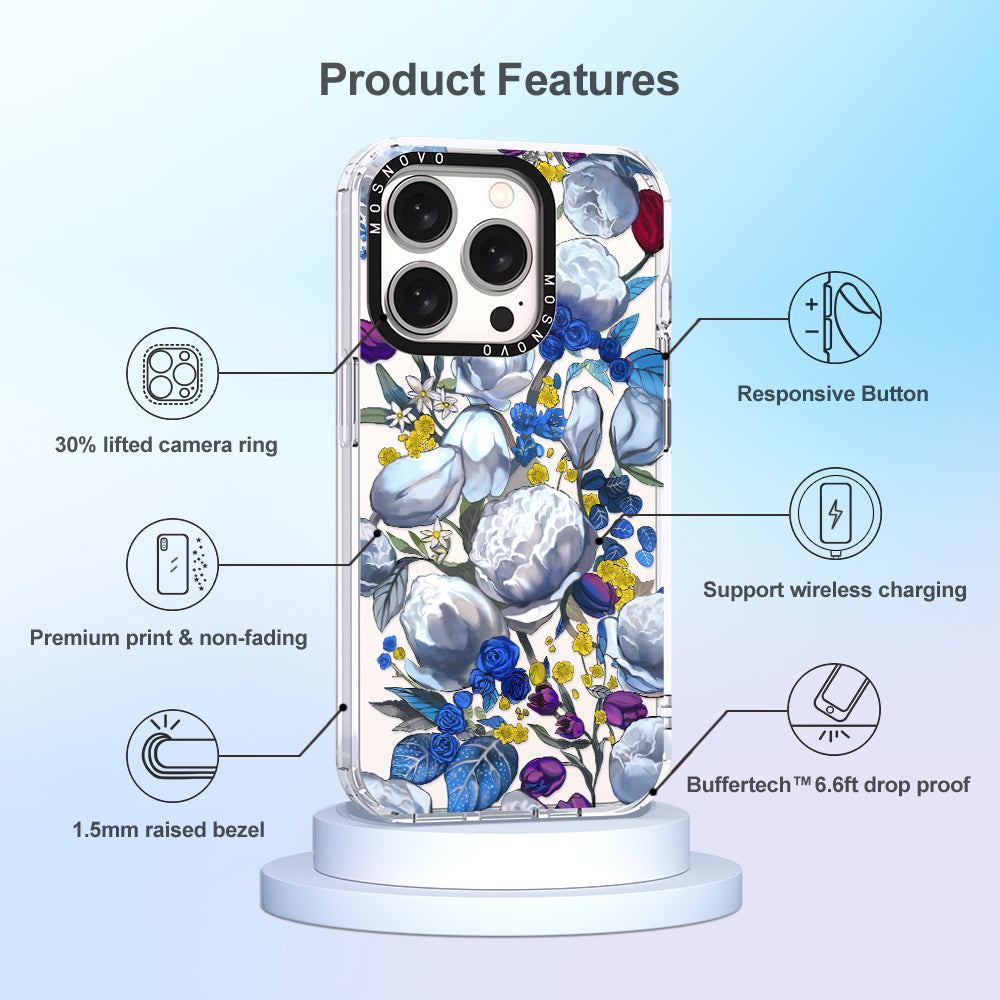 Purple Blue Floral Phone Case - iPhone 15 Pro Case - MOSNOVO