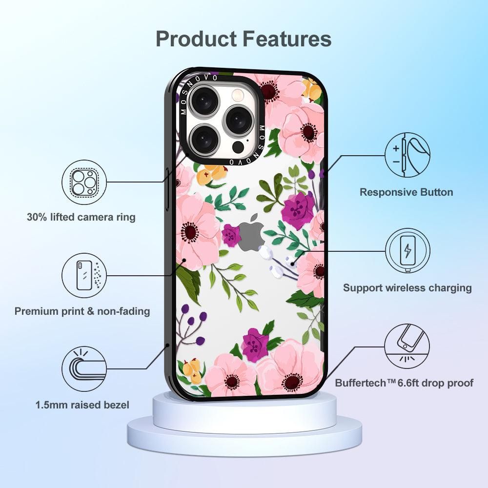 Watercolor Floral Phone Case - iPhone 15 Pro Max Case - MOSNOVO