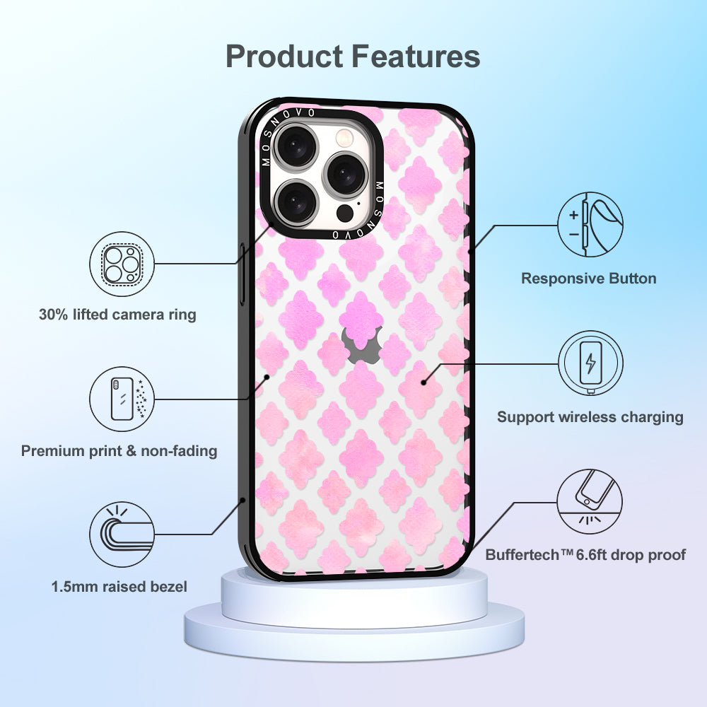 Pink Flower Diamond Phone Case - iPhone 15 Pro Max Case - MOSNOVO