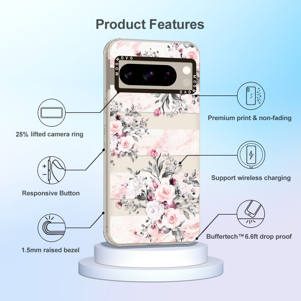 Pink Flower Marble Phone Case - Google Pixel 8 Pro Case