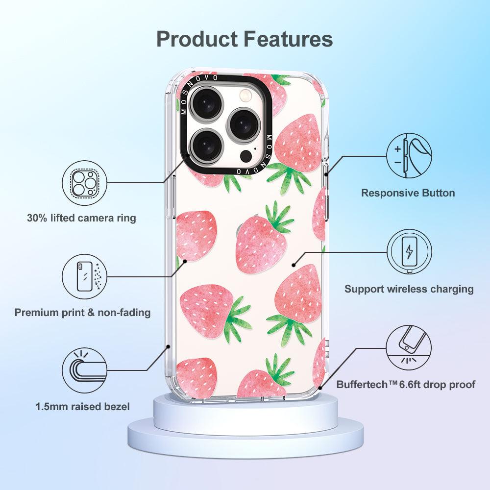 Pastel Strawberry Phone Case - iPhone 15 Pro Case - MOSNOVO