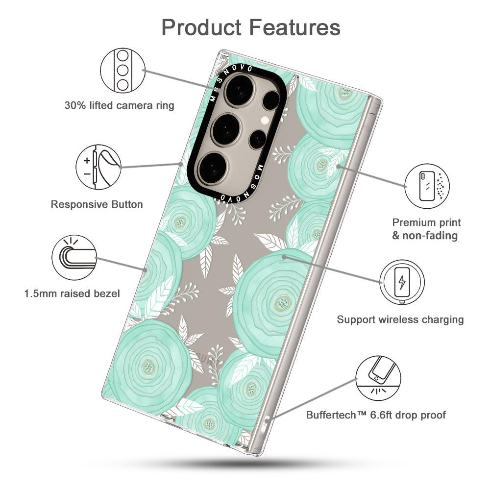 Mint Flower Phone Case - Samsung Galaxy S24 Ultra Case - MOSNOVO