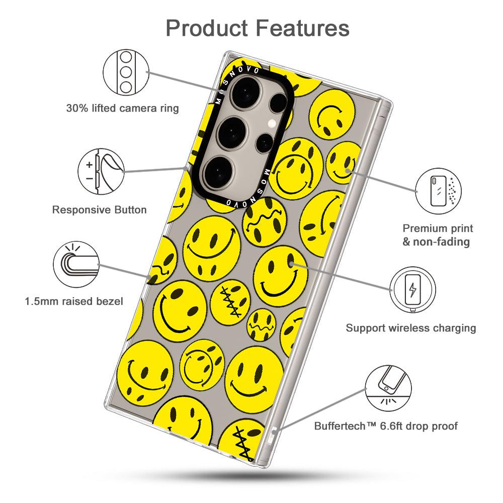 Yellow Sad Smile Face Phone Case - Samsung Galaxy S24 Ultra Case - MOSNOVO