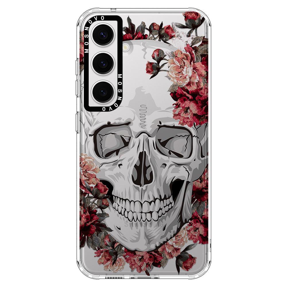 Red Flower Skull Phone Case - Samsung Galaxy S24 Plus Case - MOSNOVO