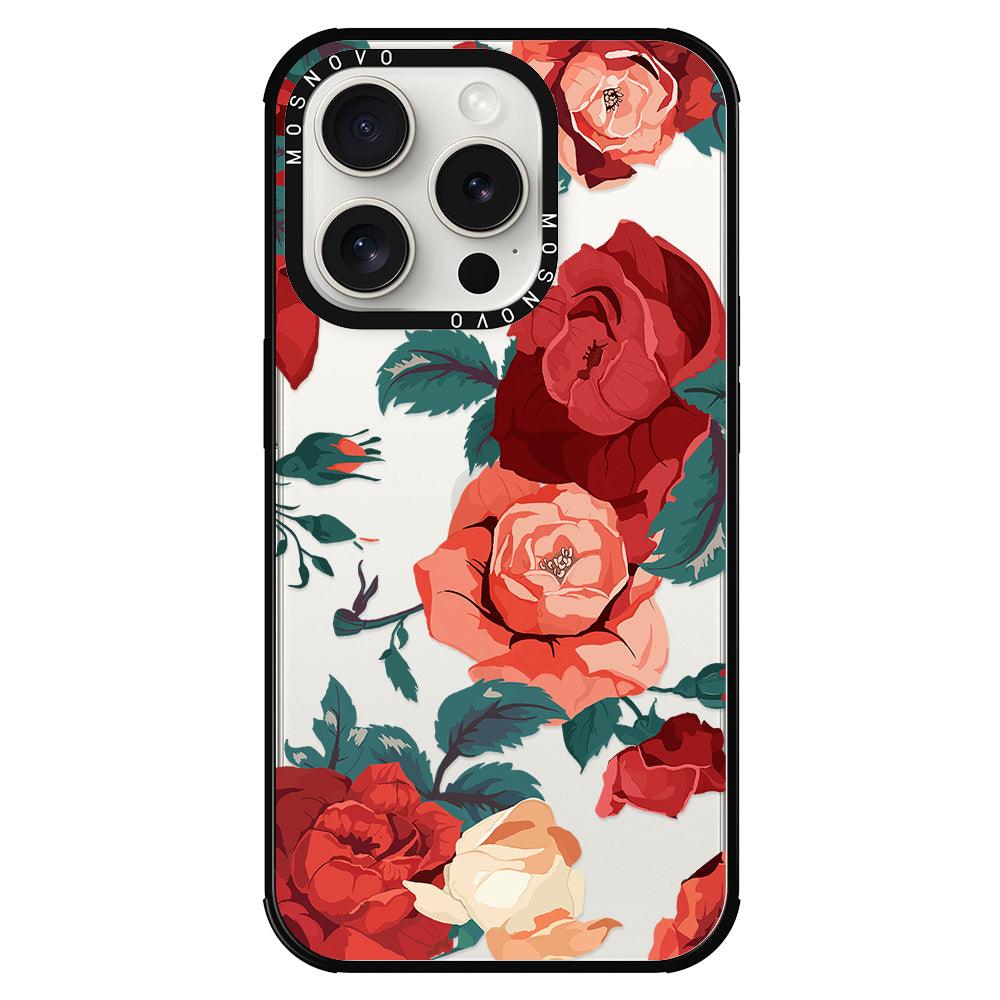 Vintage Red Rose Phone Case - iPhone 15 Pro Case - MOSNOVO