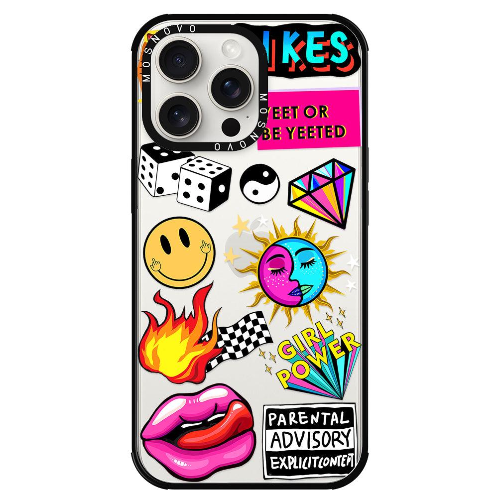 Funky Stickers Phone Case - iPhone 15 Pro Max Case - MOSNOVO