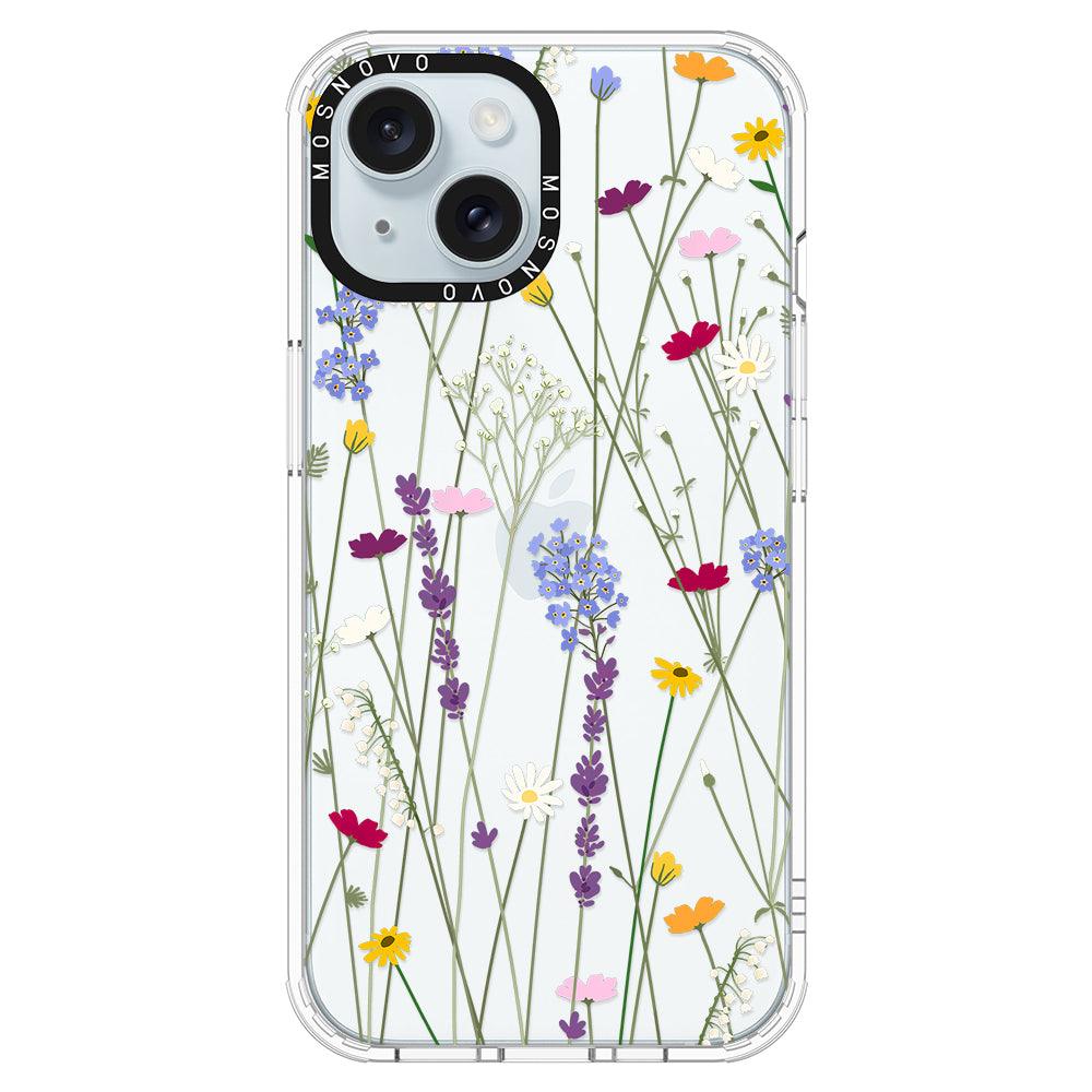 Floral Garden Lavender Daisy Flower Phone Case - iPhone 15 Case - MOSNOVO