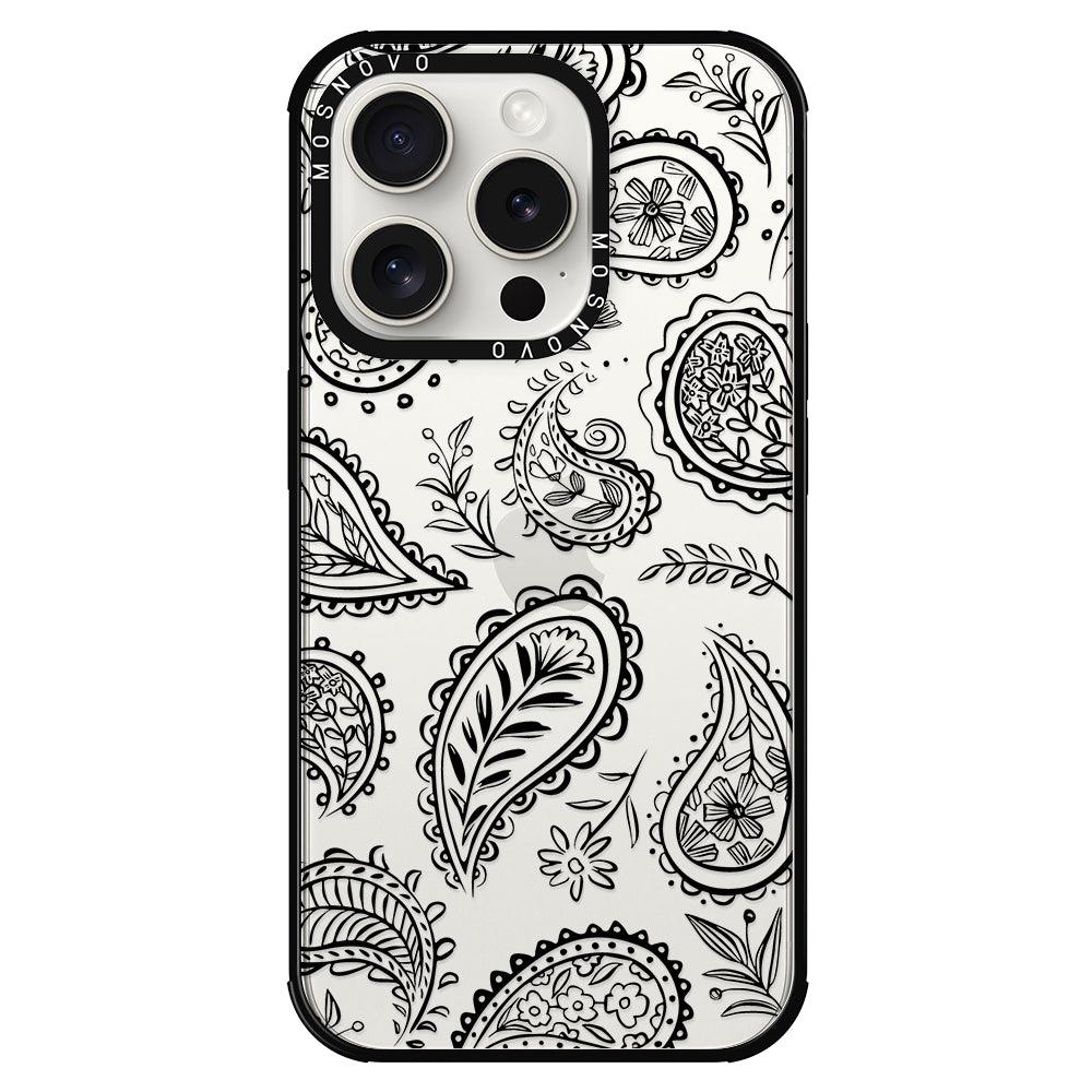 Black Paisley Phone Case - iPhone 15 Pro Case - MOSNOVO