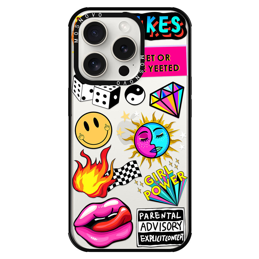 Funky Stickers Phone Case - iPhone 15 Pro Case - MOSNOVO