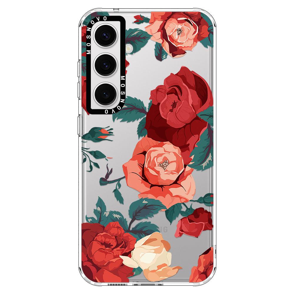 Vintage Red Rose Phone Case - Samsung Galaxy S24 Case - MOSNOVO