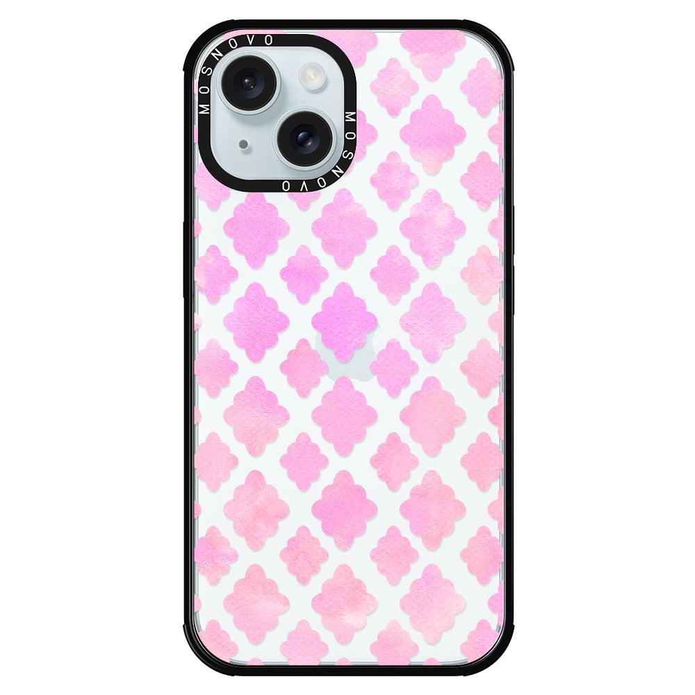 Pink Flower Diamond Phone Case - iPhone 15 Plus Case - MOSNOVO