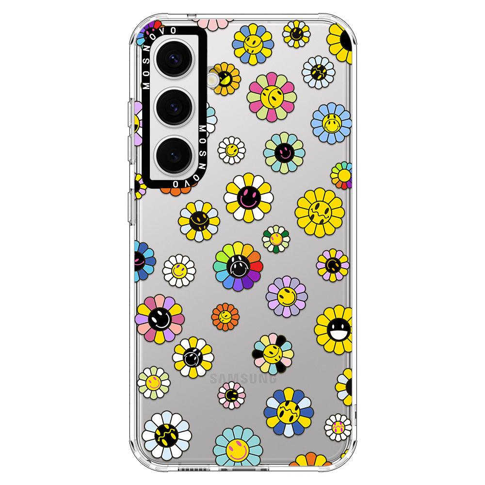 Flower Smiley Face Phone Case - Samsung Galaxy S24 Case - MOSNOVO