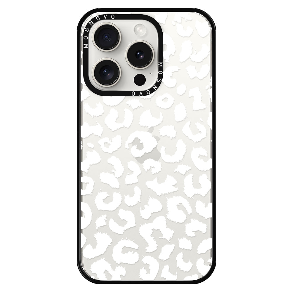 White Leopard Phone Case - iPhone 15 Pro Case - MOSNOVO