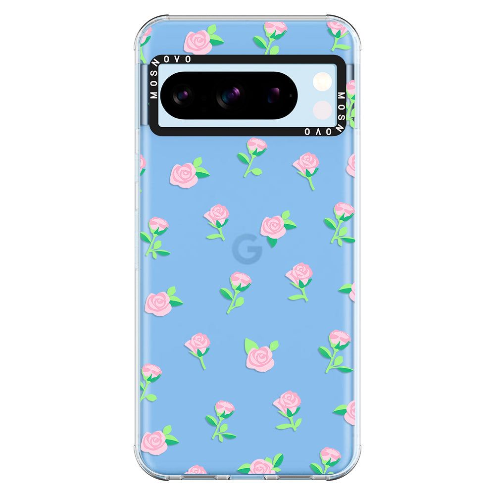 Pink Rose Floral Phone Case - Google Pixel 8 Pro Case - MOSNOVO