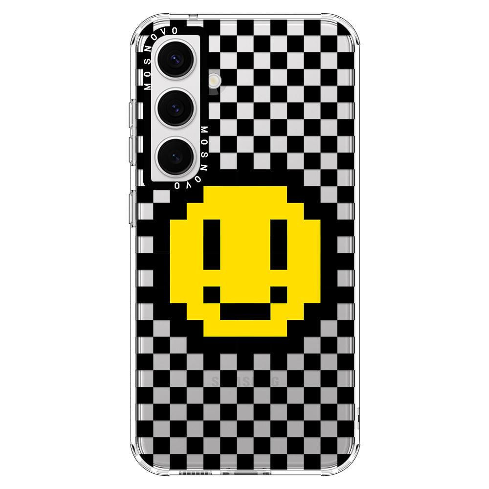 Smile Checkered Phone Case - Samsung Galaxy S24 Plus Case