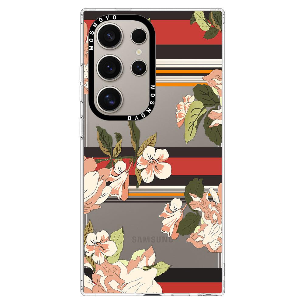 Classic Stripes Floral Phone Case - Samsung Galaxy S24 Ultra Case - MOSNOVO