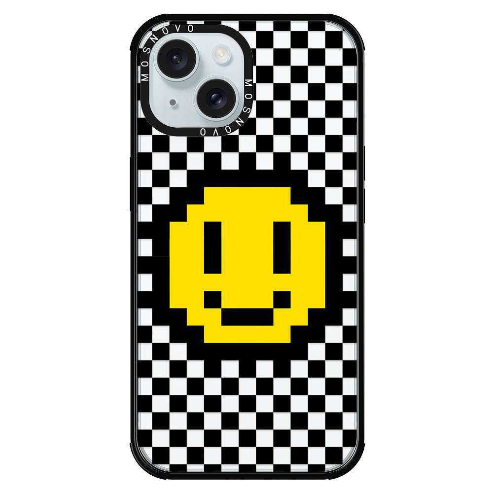 Smile Checkered Phone Case - iPhone 15 Plus Case - MOSNOVO