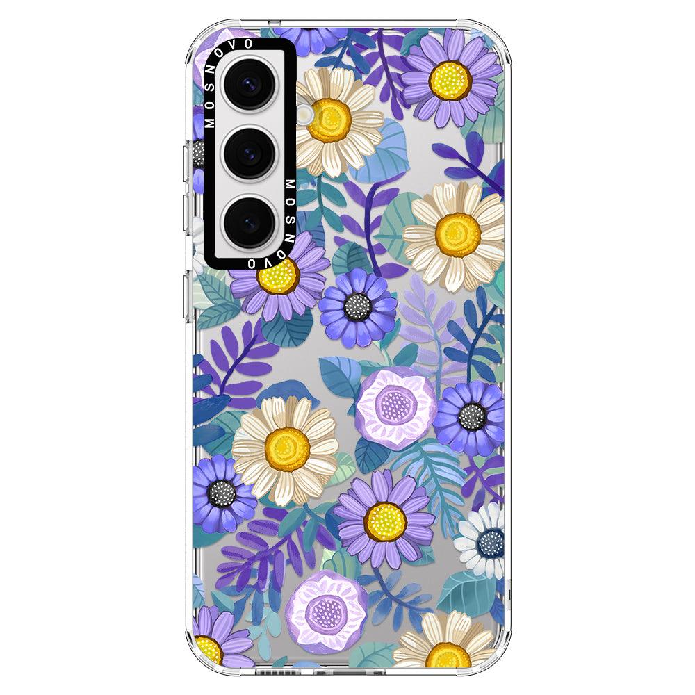 Purple Floral Phone Case - Samsung Galaxy S24 Plus Case - MOSNOVO