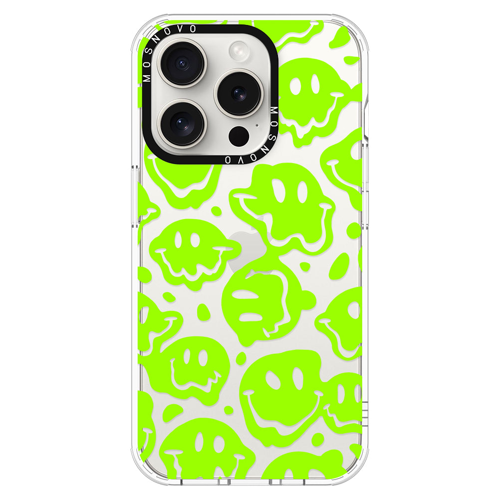 Distorted Green Smiles Face Phone Case - iPhone 15 Pro Case - MOSNOVO