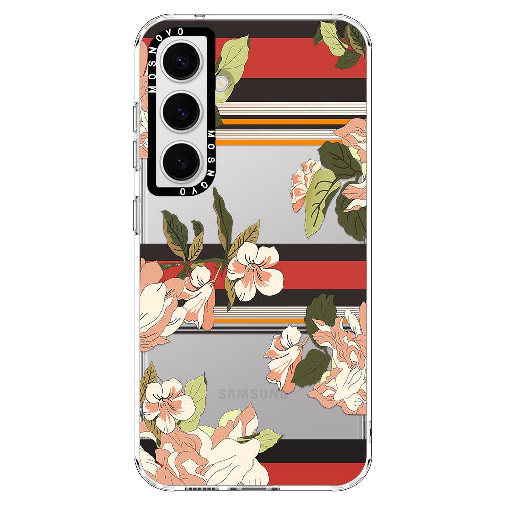 Classic Stripes Floral Phone Case - Samsung Galaxy S24 Case - MOSNOVO