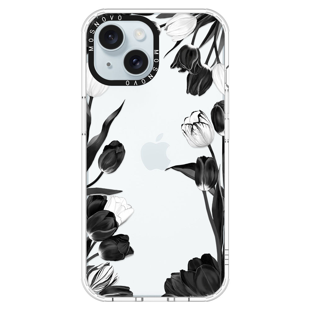 Black Tulips Phone Case - iPhone 15 Plus Case - MOSNOVO