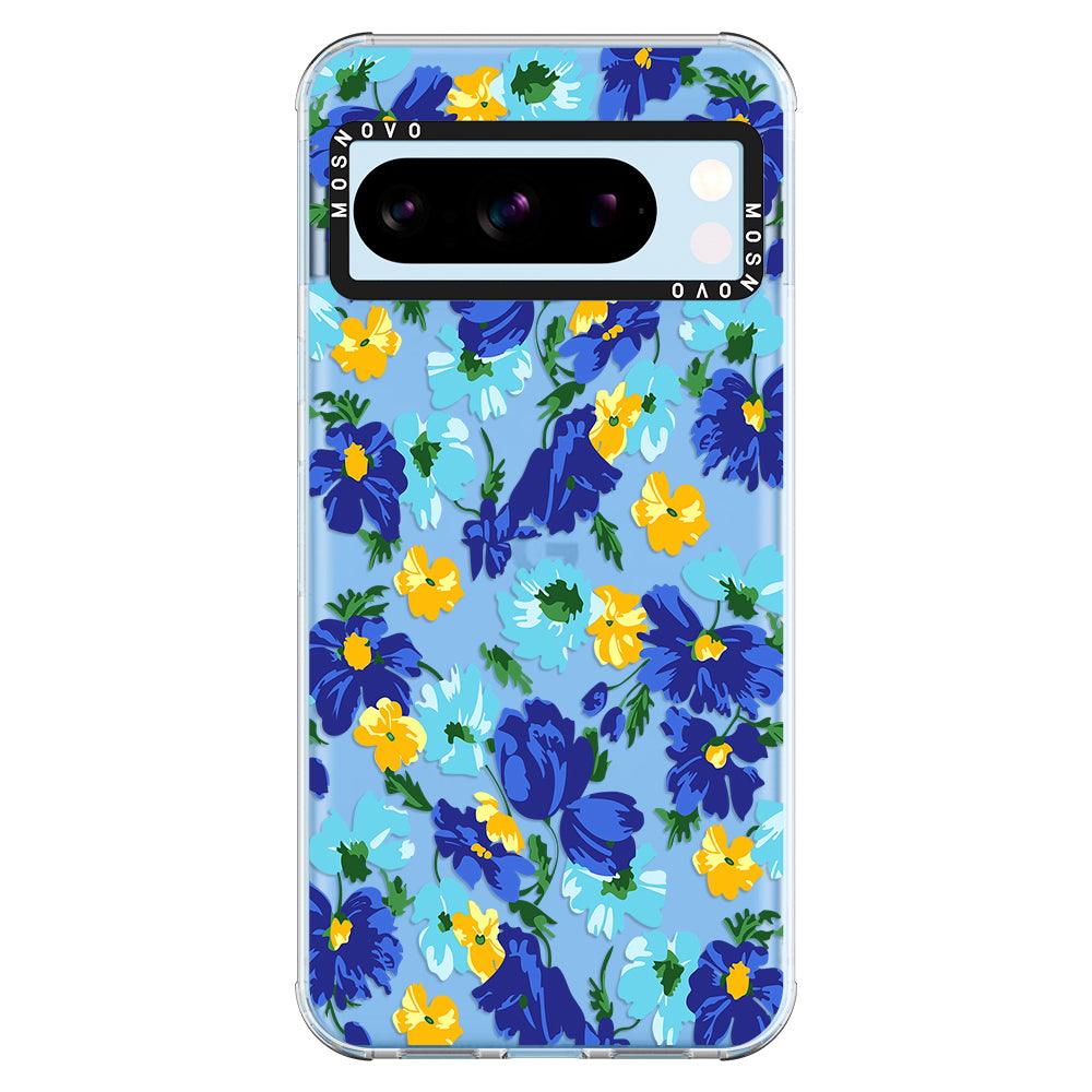 Vintage Blue Floral Phone Case - Google Pixel 8 Pro Case - MOSNOVO