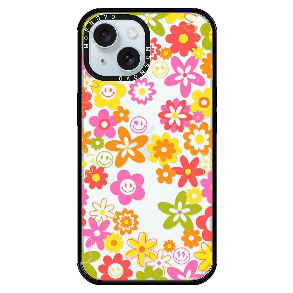 70's Groovy Floral Phone Case - iPhone 15 Case - MOSNOVO