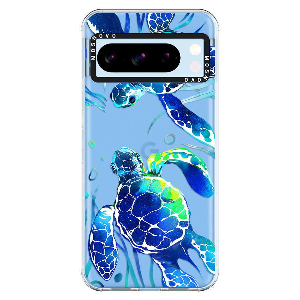 Blue Sea Turtle Phone Case - Google Pixel 8 Pro Case - MOSNOVO