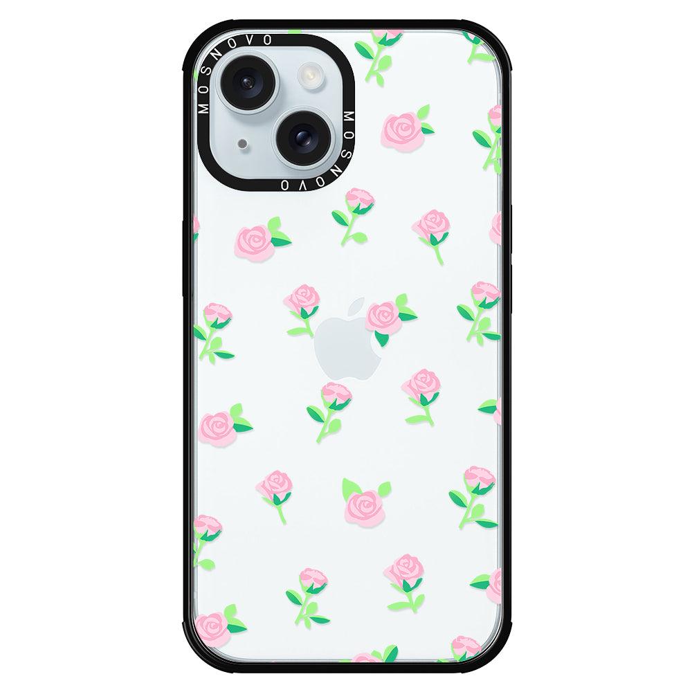 Pink Rose Floral Phone Case - iPhone 15 Case - MOSNOVO