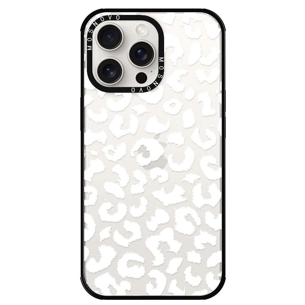 White Leopard Phone Case - iPhone 15 Pro Max Case - MOSNOVO