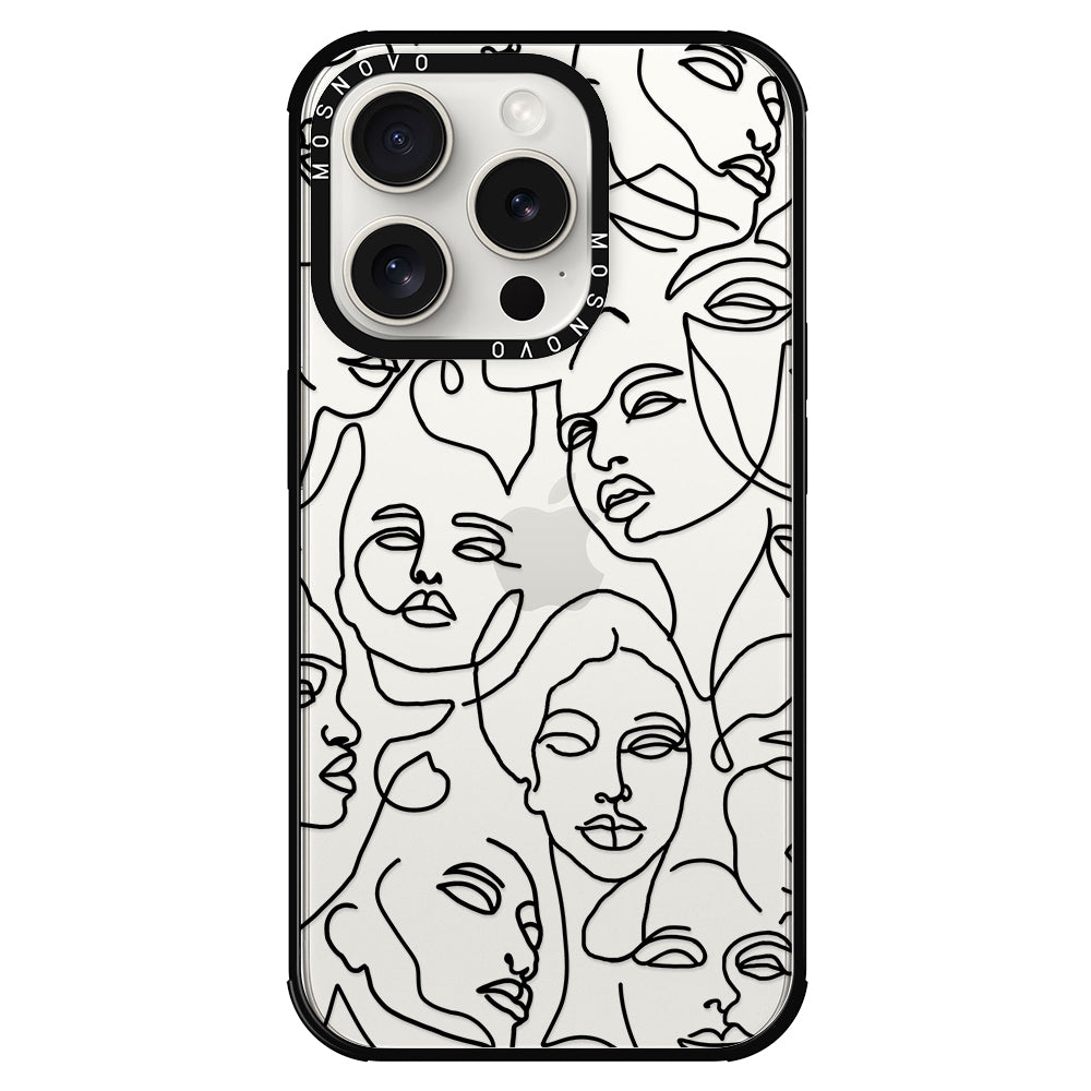 Abstract Face Line Art Phone Case - iPhone 15 Pro Case - MOSNOVO