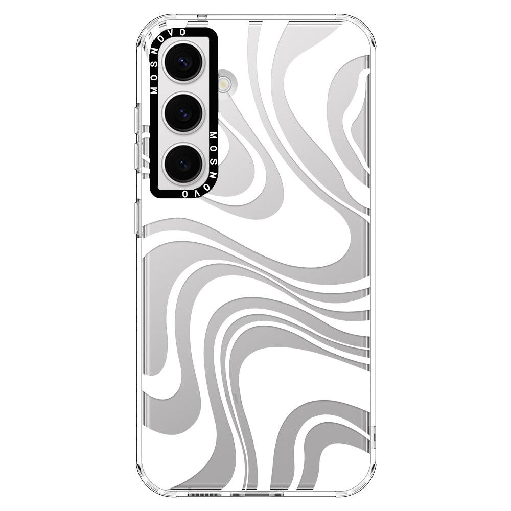 White Swirl Phone Case - Samsung Galaxy S24 Case - MOSNOVO