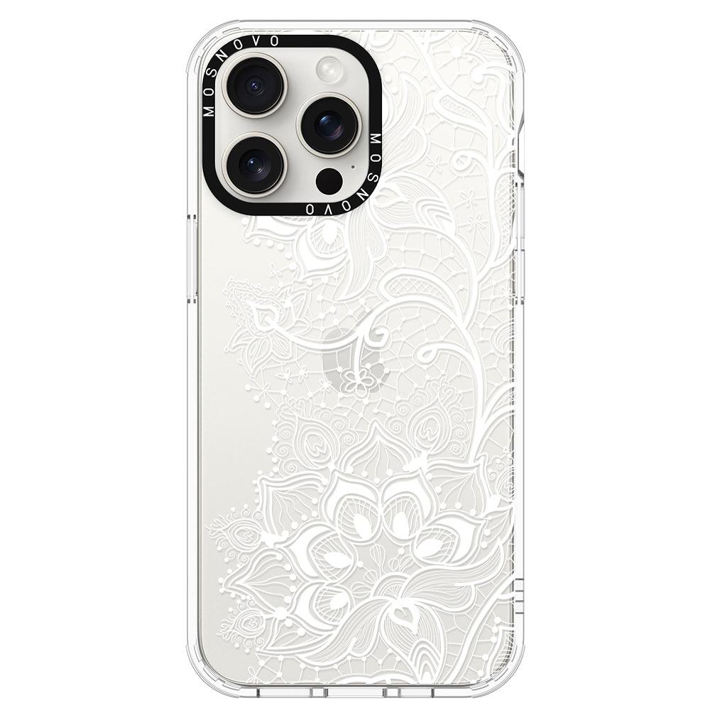 White Lotus Henna Phone Case - iPhone 15 Pro Max Case - MOSNOVO