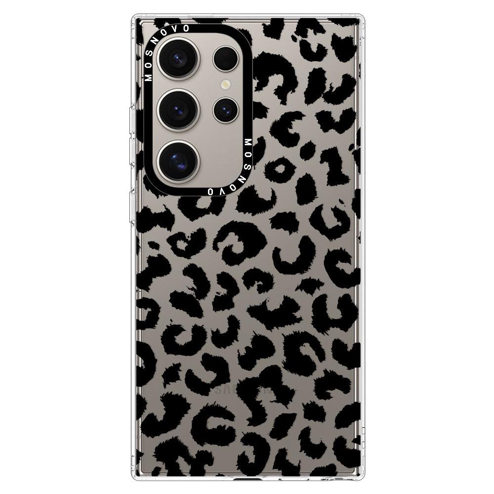 Black Leopard Print Phone Case - Samsung Galaxy S24 Ultra Case - MOSNOVO