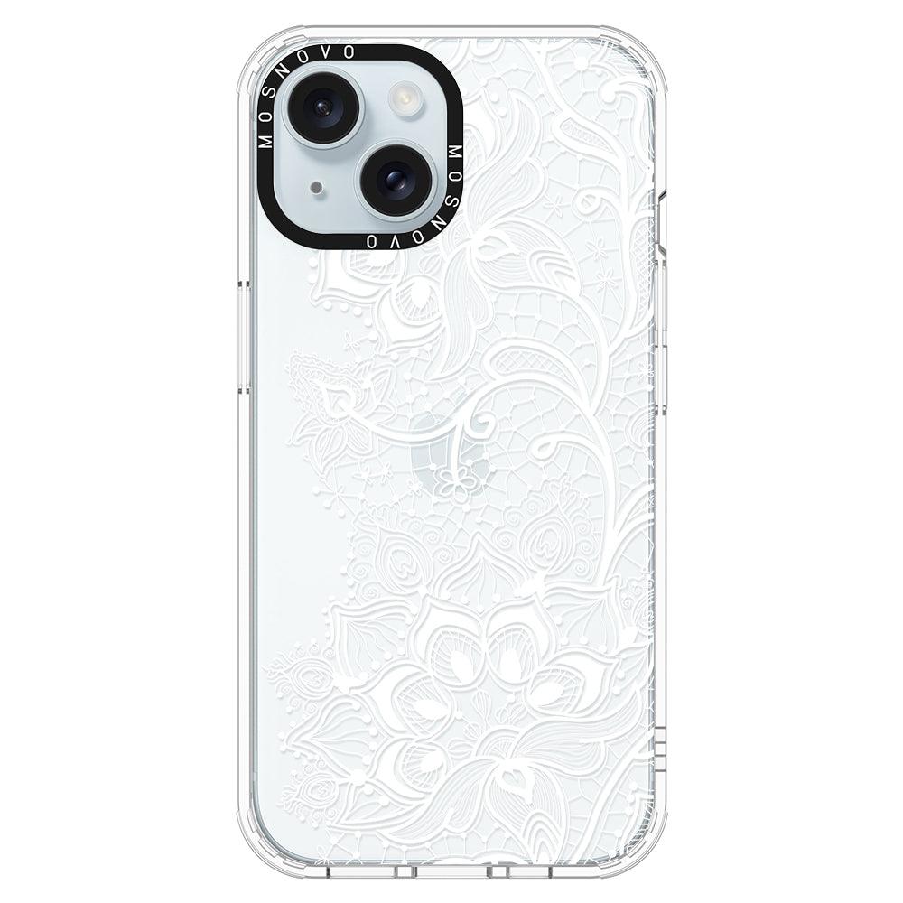 White Lotus Henna Phone Case - iPhone 15 Case - MOSNOVO