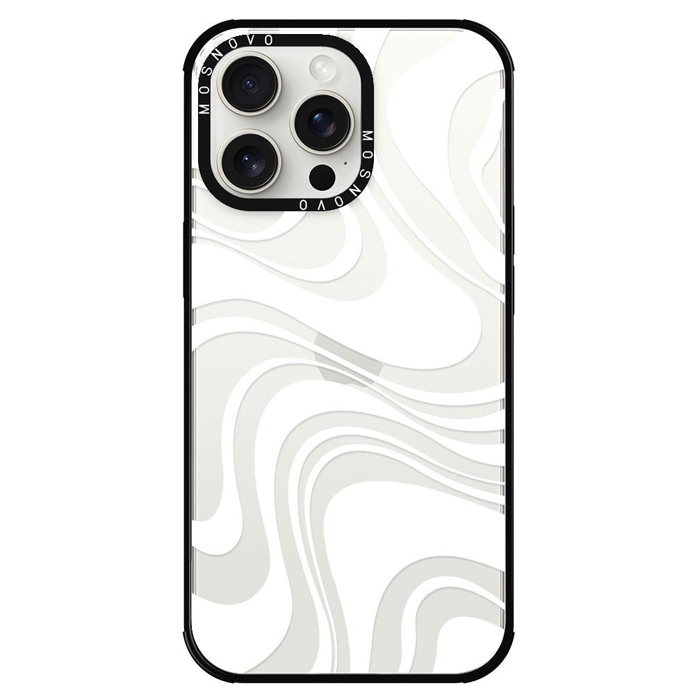 White Swirl Phone Case - iPhone 15 Pro Max Case - MOSNOVO