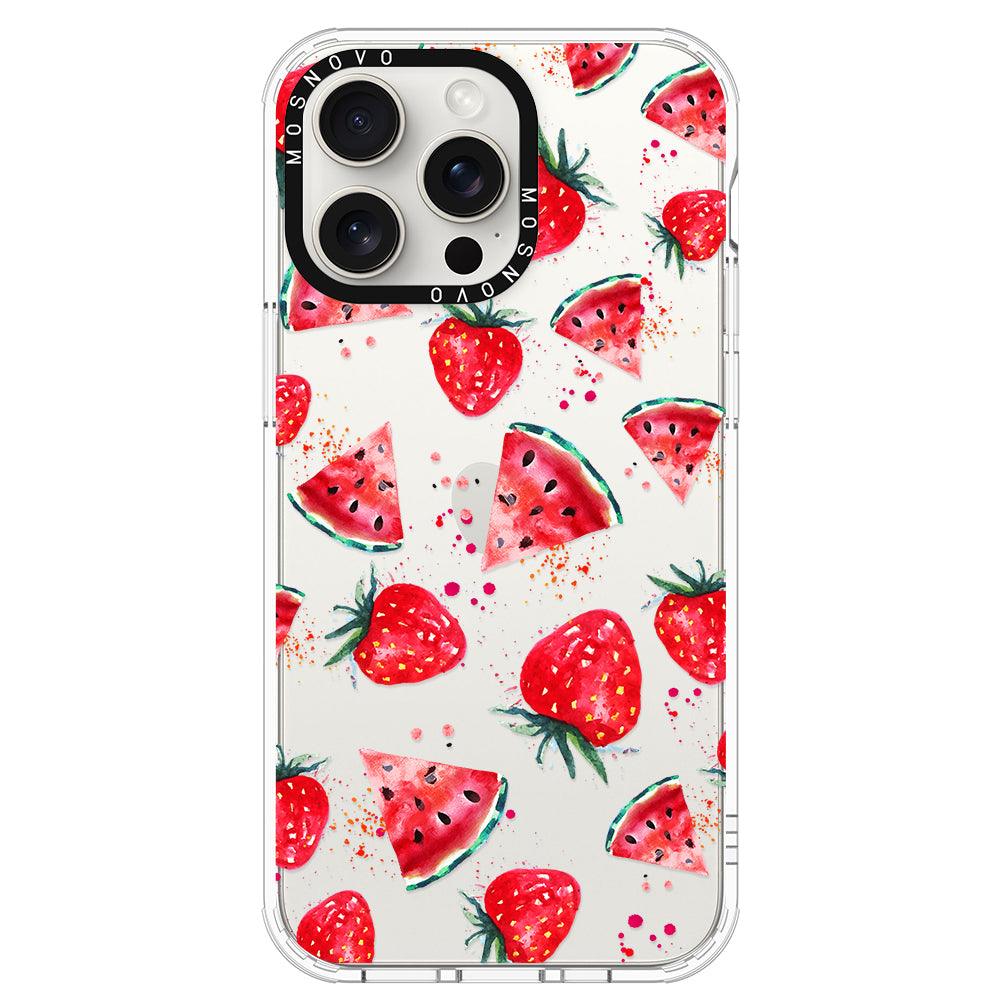 Watermelon and Strawberry Phone Case - iPhone 15 Pro Max Case - MOSNOVO