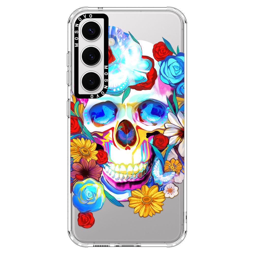 Sugar Flower Skull Phone Case - Samsung Galaxy S24 Case - MOSNOVO