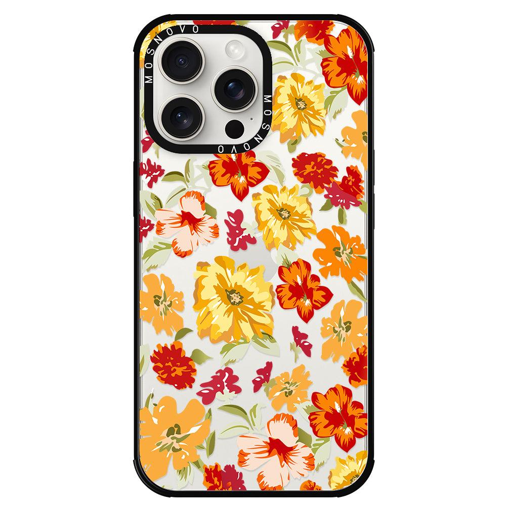 70s Boho Yellow Flower Phone Case - iPhone 15 Pro Max Case - MOSNOVO