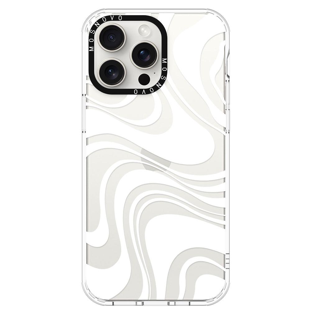 White Swirl Phone Case - iPhone 15 Pro Max Case - MOSNOVO